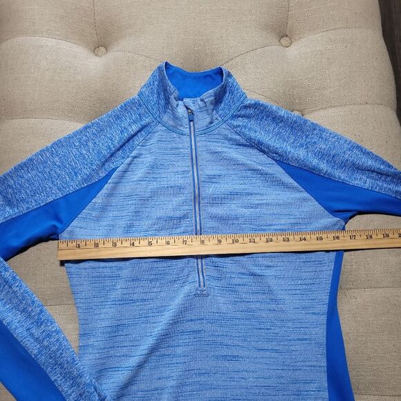 Athleta Running Wild Half Zip Macaw Blue Heather Womens Small - Picture 11 of 13